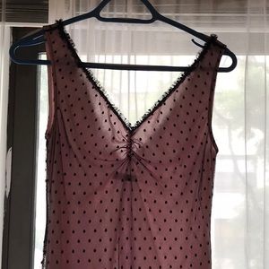 Double V Party Dress black tulle with pink lining